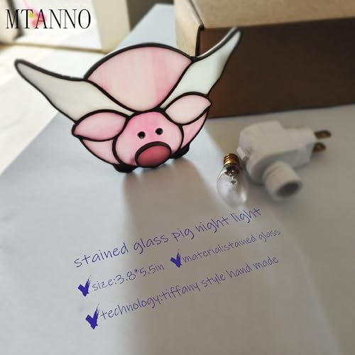 Image of Pig Stained Glass Night Light Room Lighting lamp House Decoration Wall lamp