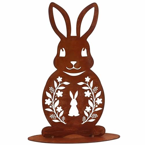Rostikal Osterdeko Hase Metall Figur 30 cm - Rost Gartendeko Frühling Ostern Geschenk