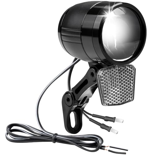 E-Bike LED Dynamo Fahrradlicht mit Lichtautomatik, 100 LUX StVZO Zulassung Frontlicht, Fahrradlicht mit Reflektor, Fahrrad Scheinwerfer, Fahrradlampe Frontlicht für Dynamo