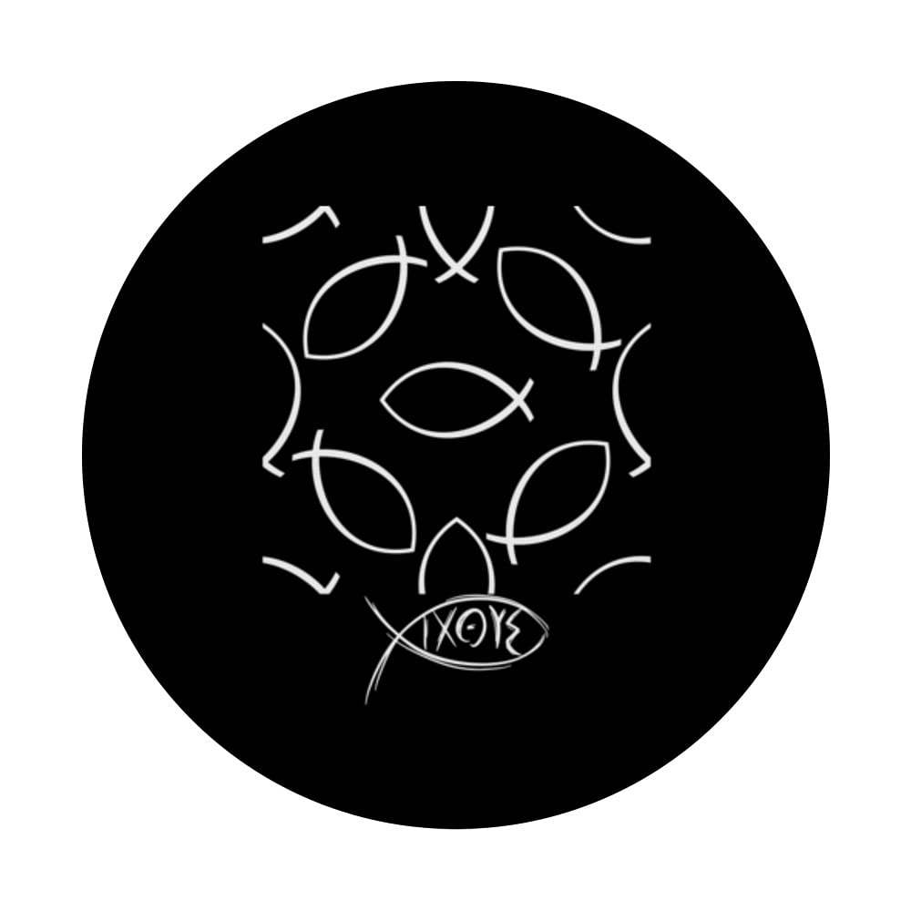 Fish The Sign of Christian Jesus Friends Faith God PopSockets Swappable PopGrip, Black - Image 3