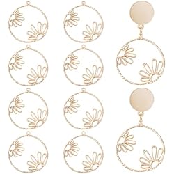 Dijes De Oro BENECREAT 10 Uds., Abalorios de Flores Calados Chapados En Oro Real de 18k, Dijes de Margaritas de Crisantemo de Latón para Hacer Joyas Diy, Agujero: 1.2 mm