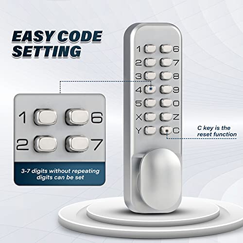 Yyjop Mechanical Door Lock, Mechanical Code Lock, Keyless Entry Lock Set Latch Lock 2-3/8 Inch And 2-3/4 Inch,Suitable For Garage/Hotel/Office/Studio/Warehouse/File Archives #TOP1