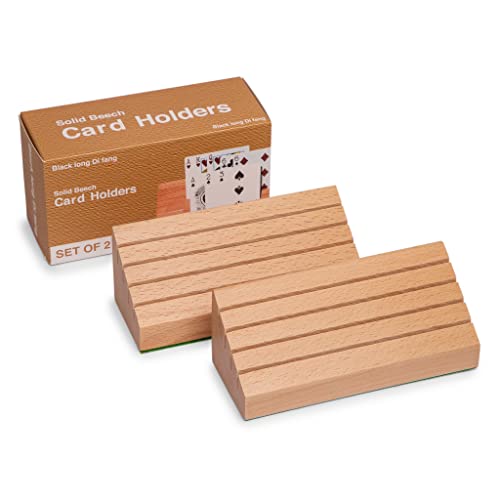 Standard Size Solid Beech Playing Card Holder-2 Piece Set-Card Storage 6