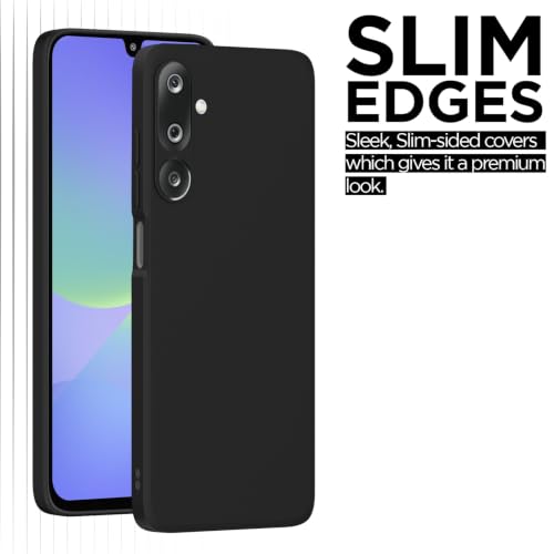 Image of Outlouders Back Cover for Samsung Galaxy M36 5G | Camera Protection | Durable Soft Matte Silicone Bumper Case (Black)