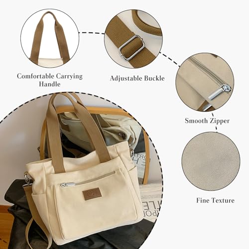 Bolso bandolera grande de lona para mujer miniatura 4