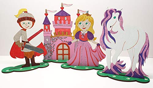 Bastellinchen Ausmal Set 12 - Ritterburg - 4 Teile aus Holz von Tanno Design