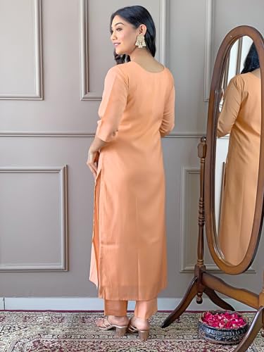 Image of Naixa Women's Viscose Embroidered Straight Kurta with Pant and Dupatta Sets (R-Dolly)
