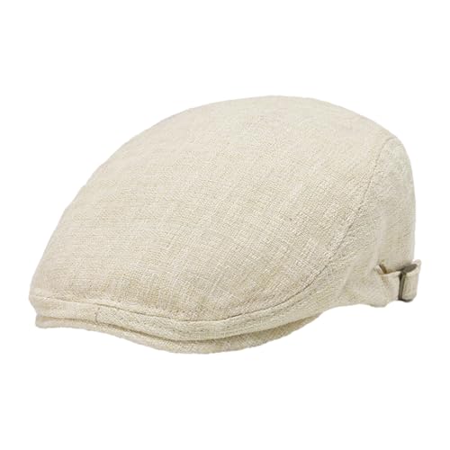 KeepSa Casquette Souples Beret Plate Lin - Reglable Vintage Newsboy Cap Ivy Irish Flat Cabbie Cap visière Printemps-été