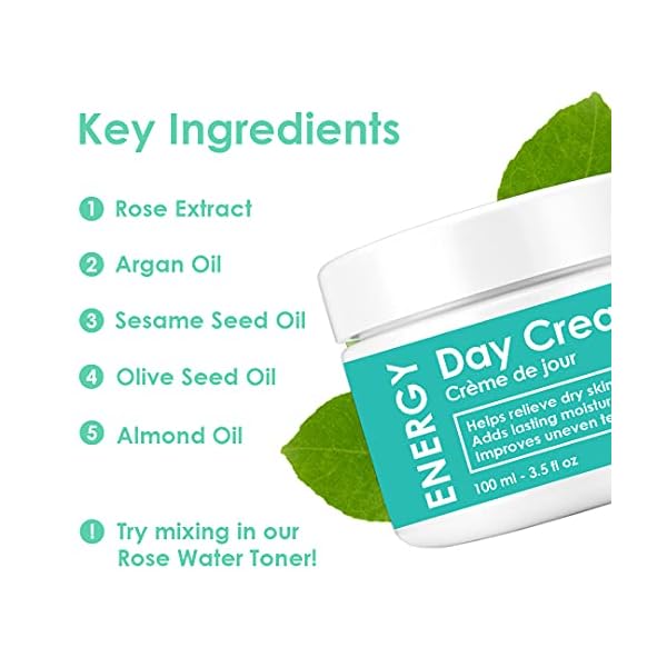 Energy-Day-Cream-Black-Seed-Oil-Moisturizer-for-Body-Face-Hands-with-Rose-Extract-for-Wrinkle-Free-Skin My Organic Zone Day Cream Moisturizer for Hands, Dry & Sensitive Skin | Black Seed Oil & Rose Extract Hand Cream | Daily Skin Care Moisturizer for Women & Men (100 ml./3.5 fl oz)