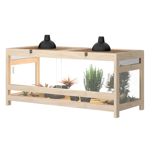 80 Gallon Large Reptile Tank – 4x2x2 Enclosure with Mesh Top, Acrylic Panels & Wood Frame – Bearded Dragon Cage, Snake Enclosure, Reptile Habitat for Lizard, Gecko