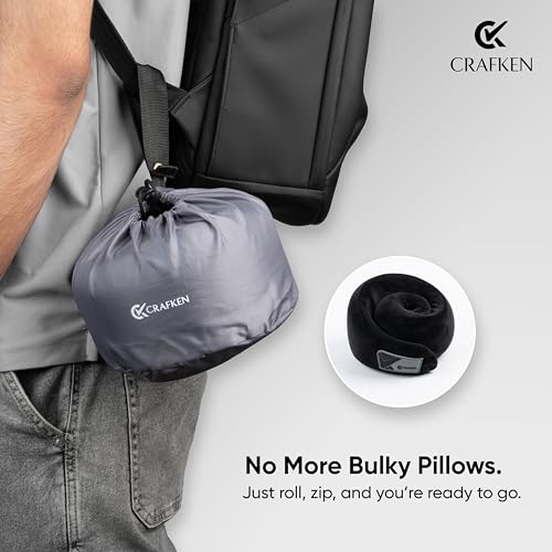 Image of Memory Foam Travel Neck Pillow for Car & Airplane - Lightweight Neck Support Cushion with Premium Soft Velvet Fabric, Adjustable Fit for Comfortable Sleep & Posture Support, (Graphite Black)