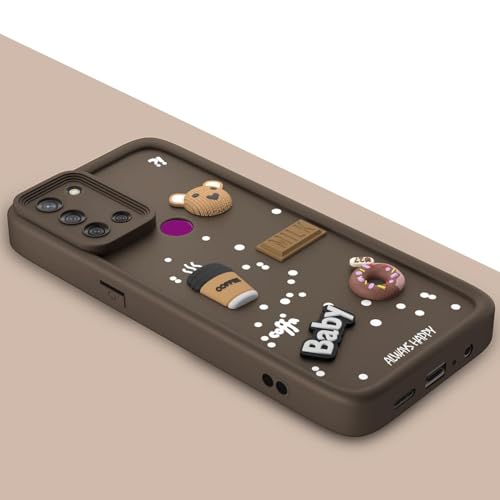 Image of Bintage Ball Bear| Donut| Milk Cake| Baby| Coffee Rubber Case Full Body & Camera Protection Back Cover Compatible for Realme C17 / Realme 7i 4G - Brown