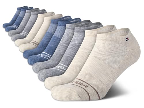 Image of Tommy Hilfiger Womens No Show Socks - 12 Pack Lightweight Athletic Performance Cushioned Running Low Cut Socks for Women