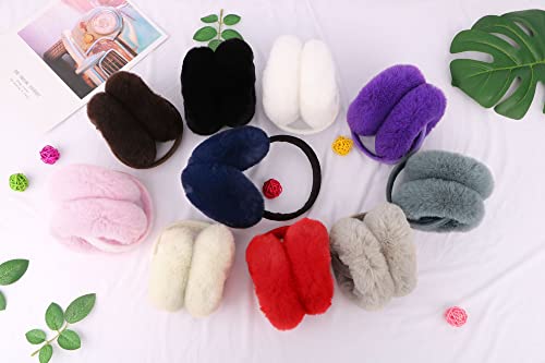 Livingston Fuzzy Earmuffs Simple Grey Ear Muffs Winter Women Fluffy Ear Muffs For Women Winter Furry Ear Warmers For Men Foldable Ear Muff, Dark Grey #TOP6