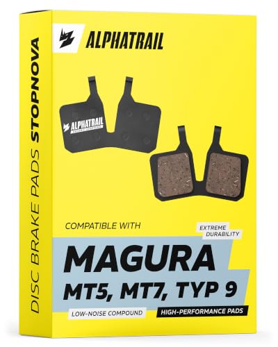 Alphatrail Bremsbeläge für Magura Typ 9 | MT5 MT7 MT5e MT7 Pro Raceline | geräuscharm & kontrollierter Biss | Organic Scheibenbremsbeläge MTB E-Bike | StopNova