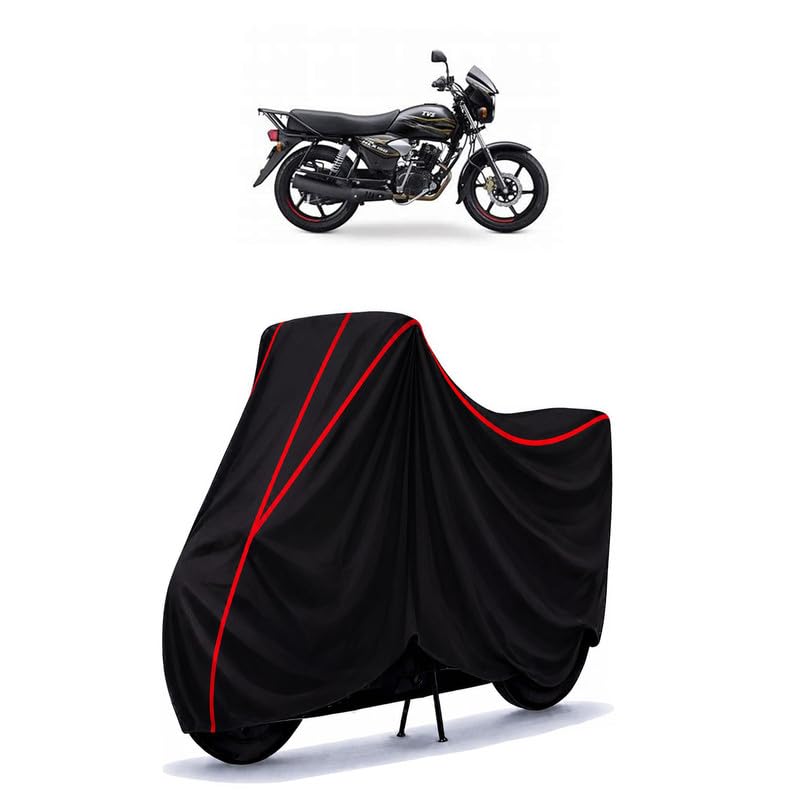 Image of TVS HLX 150 5 Gear DISC Water Resistant Bike Cover for All Motorcycles & Rain | Heavy Duty Taffeta Fabric | UV Protection, Dustproof, Scratchproof | All Weather Two Wheeler Cover with Elastic Bottom