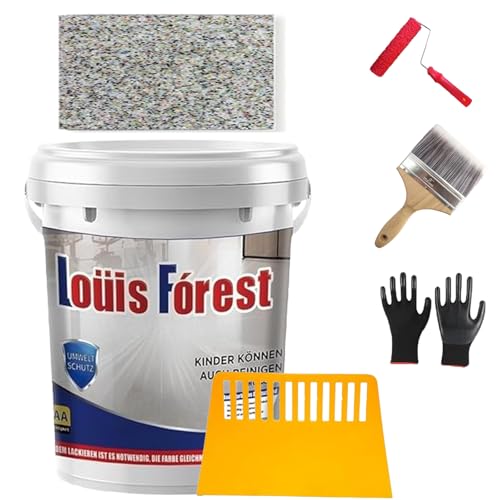 Epoxy Coloured Sand Floor Paint Coating Kit, Self-Leveling Waterproof Non-Slip Long-Lasting, Ideal for Garage, Basement, Concrete Floors & Countertops, Interior/Exterior Upgrade (353 Oz,Multicolor)