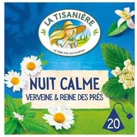 Infusion Nuit Calme Verveine & Reine des pres 20 Sachets 30g (La Tisaniere Herbal Tea Nuit Calme Verveine Calme 20 Sachets 30g)