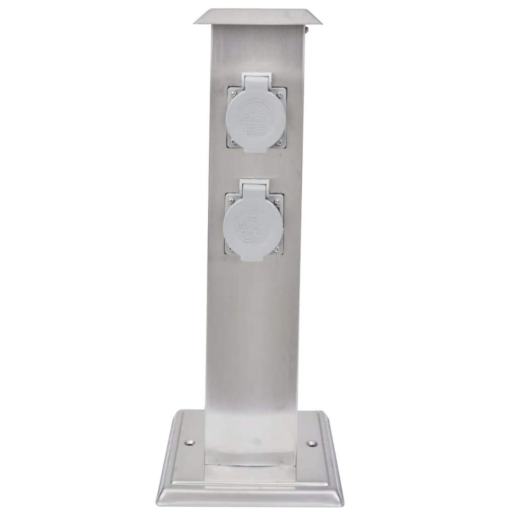 vidaXL Presa Elettrica da Giardino a Pilastro in Acciaio Inox Spina da Esterno