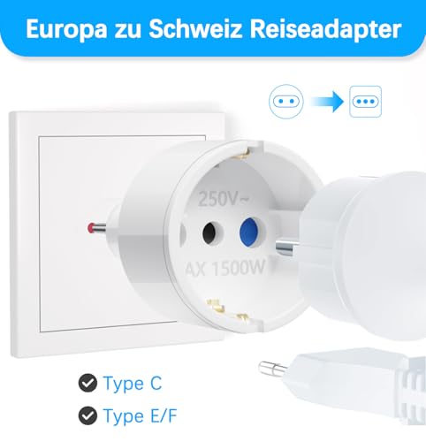 Adapter Italien Steckdose 3 Stück Reiseadapter Italien, Steckdosenadapter Italien Reisestecker Italien Adapter Italien Adapter Steckdose Italien Europa/Deutschland auf Italien Reisestecker