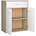 Sideboard Buffet, Storage Cabinet Cupboard Console Table Sideboard White and Sonoma Oak 23.6
