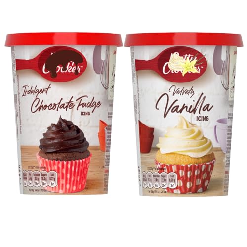 Cake Frosting Decoration Chocolate Fudge & Vanilla Whipped Cream Icing 400g (Pack of 2)