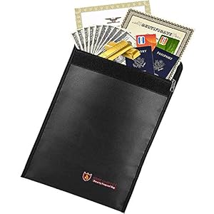 Image of MDROKUN Fireproof Document Bags Waterproof & Fireproof Bag Documents Holder Non-Itchy Silicone Coated Fireproof Cash Bag Protect Documents/Money/Jewlry 15"x11"