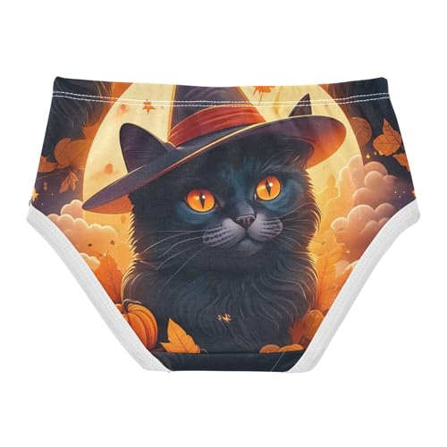 Halloween Cute Black Cat Orange Girls Underwear Toddler 2t Cotton Panties for Girl Pattern Briefs Underpants2