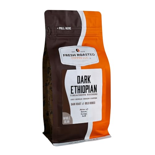 Fresh Roasted Coffee, Dark Ethiopian Yirgacheffe Kochere Whole Bean Coffee,