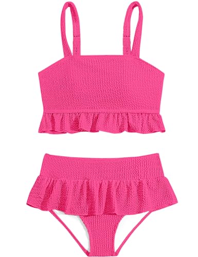 Image of Migu Girls Swimsuits with Ruffled Hem Cute Bikini 2 Piece Bathing Suits for Girls Swimwear