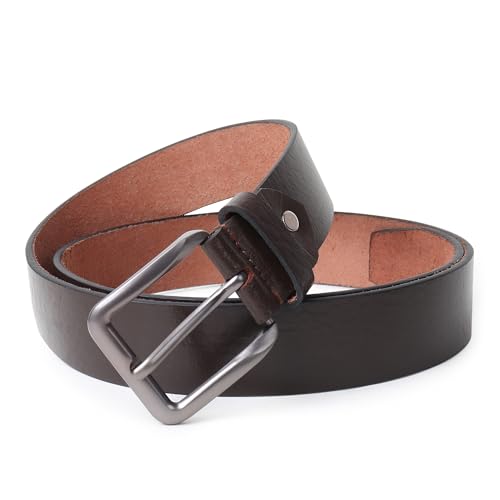 Image of Men's Full Grain Leather Belt (1.5 inch inch) with Durable Metal Buckle for Everyday Formal & Casual Wear Belts in Brand Gift Box ||Color : Black /Brown, Size : 26 to 46||