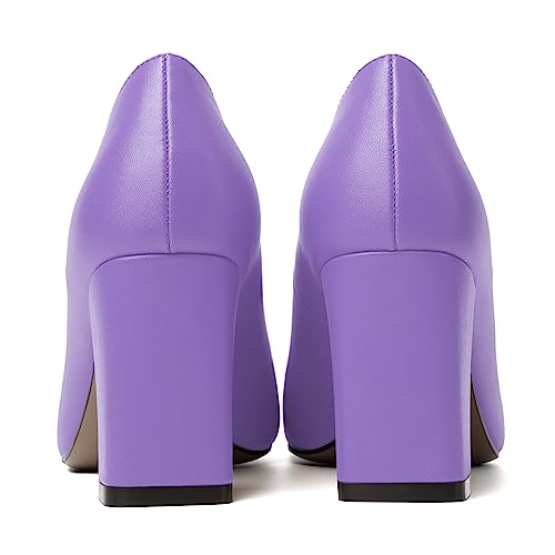 Image of MODENCOCO Womens Sexy Formal Matte Slip On Square Toe Work Block High Heel Loafers Shoes 3.5 Inch