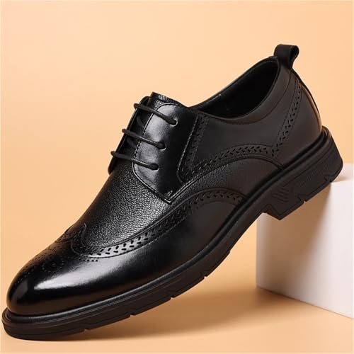 Men's Lace up Dress Shoes Genuine Leather Brogue Oxfords Comfortable Slip Resistant Business Casual British Style Hollow Carved Footwear2