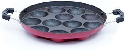 AppamPatra Paniyaram Non Stick Pan with Stainless Steel Lid or Danish Aebleskiver Filled Pancake Pastry Pan (ON SALE FOR LIMITED TIME)