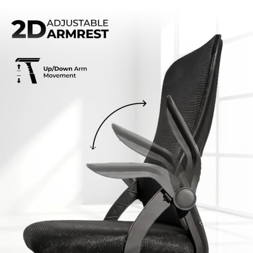 Image of HAVAI Aero Ergonomic Office Chair with Reclining & Folding Back | Net Cloth Fabric | 60D Recycled Foam + 24D Virgin Cotton | Class 2 Gas Lift | Nylon Base & Wheels (Black)