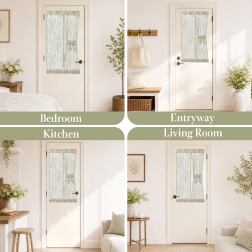 Image of jinchan Floral Sidelight Curtains for Front Door, 26x40, 2 Panels