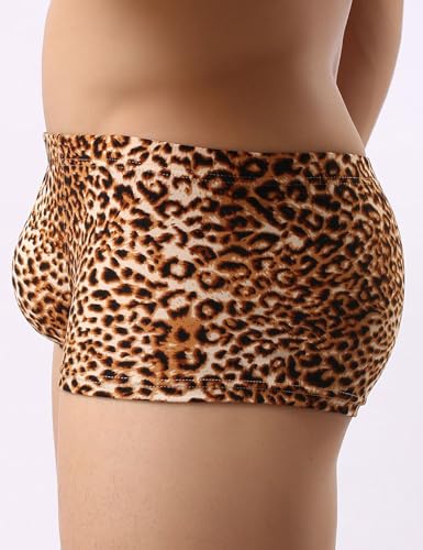 Men's Sexy Underwear Leopard Print Boxer Briefs Breathable Underpants Stretch Cheeky Trunks with Pouch S-XL4