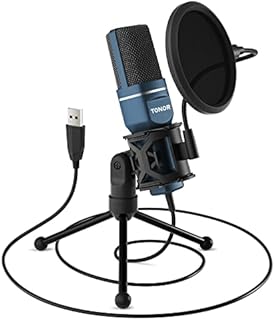 TONOR PC mikrofon USB z opcją Plug & Play, ze stojakiem i filtrem pop do wokalu, podcastów, strumieniowania, dla urządzeń iMac, PC, laptopów