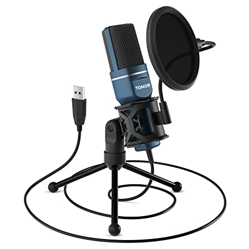 TONOR PC Mikrofon USB Computer Kondensatormikrofon Gaming Mikros Plug & Play mit Stativ und Pop-Filter für Podcasts, Streaming, für iMac PC Laptop Desktop Windows Computer