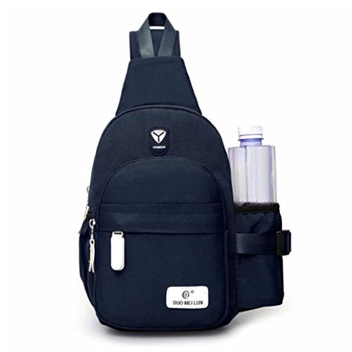 Men Women Nylon Crossbody Shoulder Chest Cycle Sling Bag Daily Travel Backpack (BLUE)