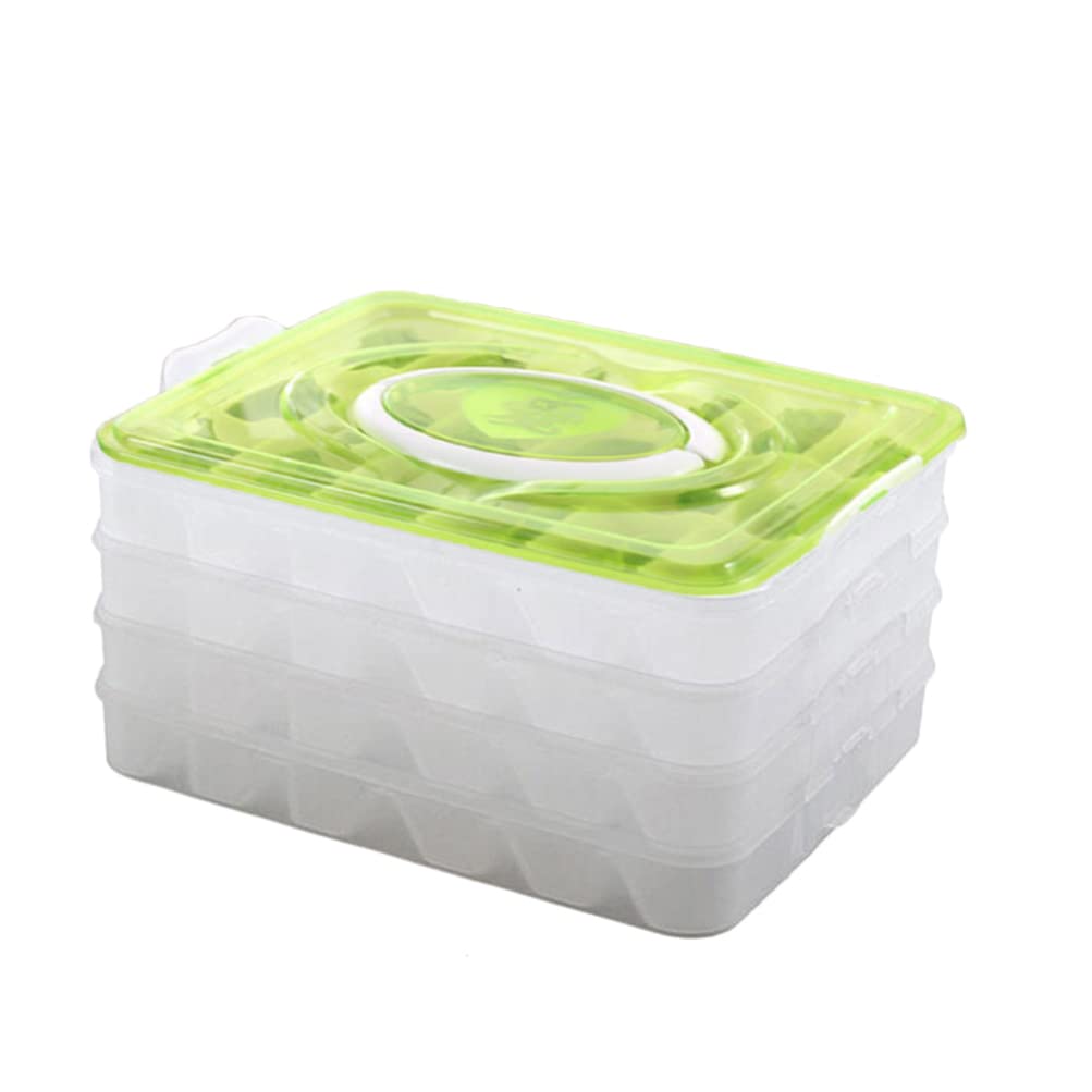 Portable Dumpling Pp Storage Box for Freezer, 18 Compartments, Stackable Refrigerator Organizer, Green, 10.78 X 8.66 X 5.07 Inches, Multi-Use for Meat, Vegetables, Pasta, and More