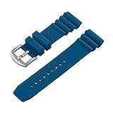 Tauchmeister Cinturino di ricambio in PU blu con fibbia ad ardiglione, 24 mm
