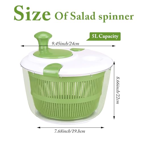 Large Salad Spinner with Lid, 5 Qt Capacity,Manual Vegetable Dryer - Image 3