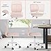 Kids Desk Chair Armless with Rolling Wheels, Comfy Small Home Office Chair with Fabric Seating Cushion and Plastic Low-Back, Adjustable Swivel Study Computer Task Chair for Student Children Kids, Pink