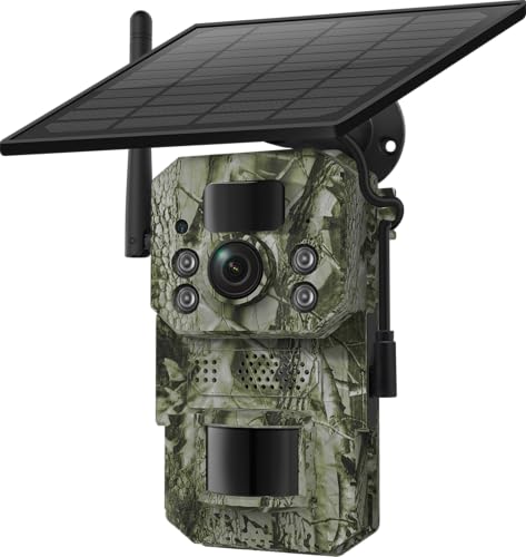 NAUDREVEL Cámara Fototrampeo 4G con GPS – Compatible con SIM, Solar con Batería, SD 32GB Incluida, Visión Nocturna HD, IP66, Ideal para Exterior y Campo, App UCon (Verde)