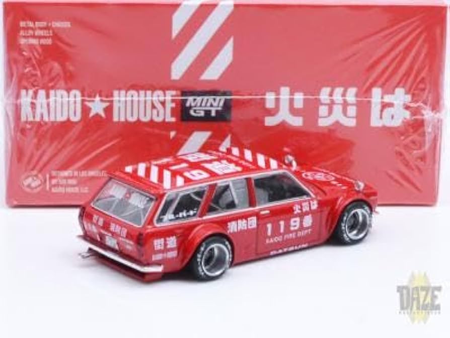 MINIGT　 街道ハウス　 DATSUN 510 WAGON FIRE V1 1/64 Kaido House + MINIGT Datsun KAIDO 510 Wagon FIRE V1
