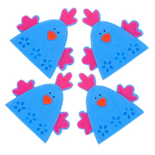 JECOMPRIS 4 Pezzi Insieme Dell'uovo Di Pasqua Porta Uova Sode Portauova in Legno Cestini Per La Raccolta Delle Uova Fresche Porta Uova Di Pasqua Tazza Di Uova Blue Stoffa