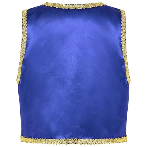 Boys Arabian Prince Tops Waistcoat Vest Kids Fairy Tale Dramas Stage Performance Fancy Dress Ups Blue 12 Years4