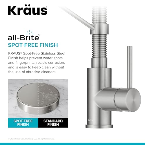 Image of KRAUS Bolden Commercial Style 2-Function Single Handle Pull Down Kitchen Faucet in Spot-Free Stainless Steel, KPF-1610SFS
