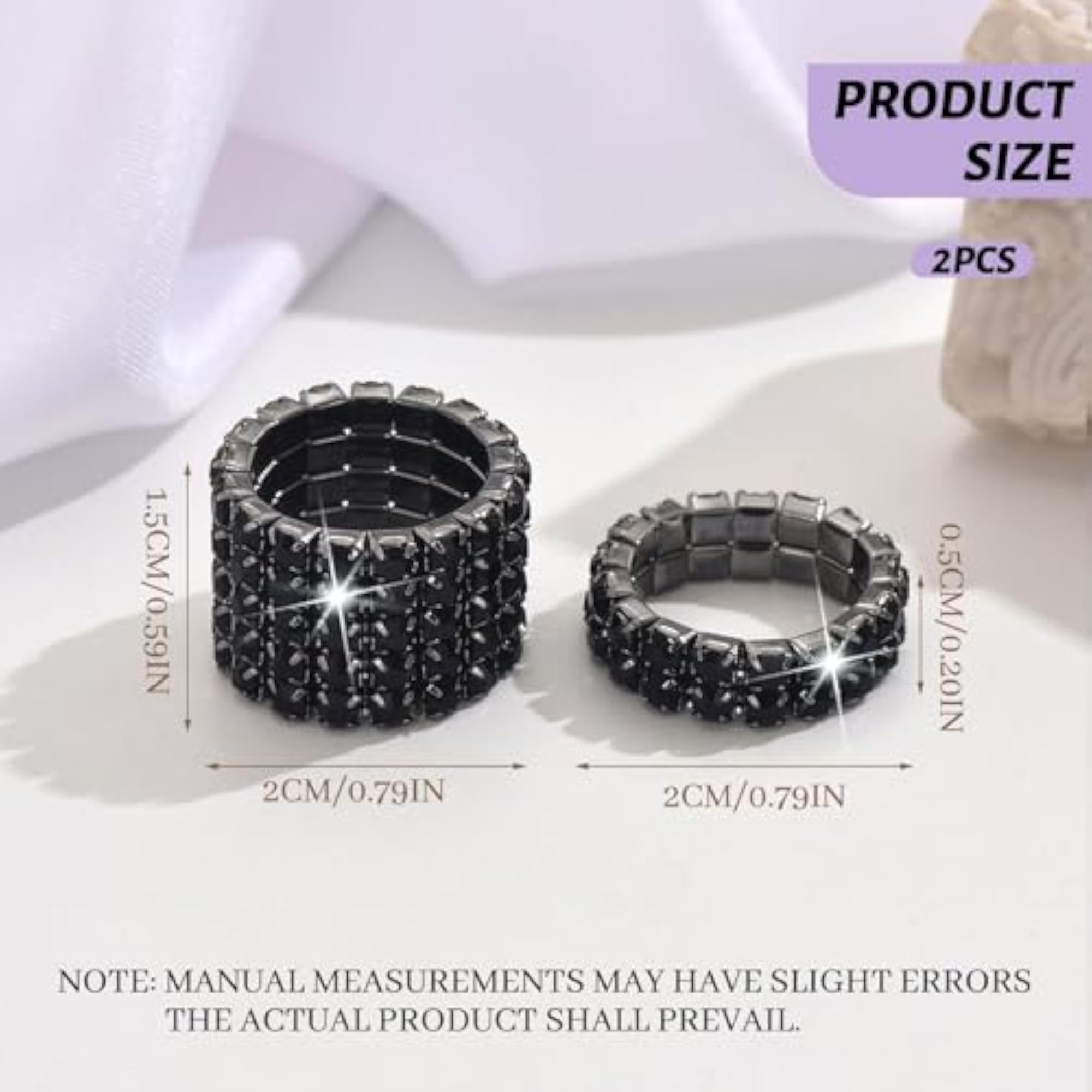 2pc Gothic Jewelry Ring Set with Sparkling Crystals